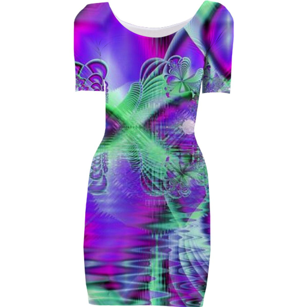 Violet Peacock Feathers Abstract Fractal Crystal Mint Green