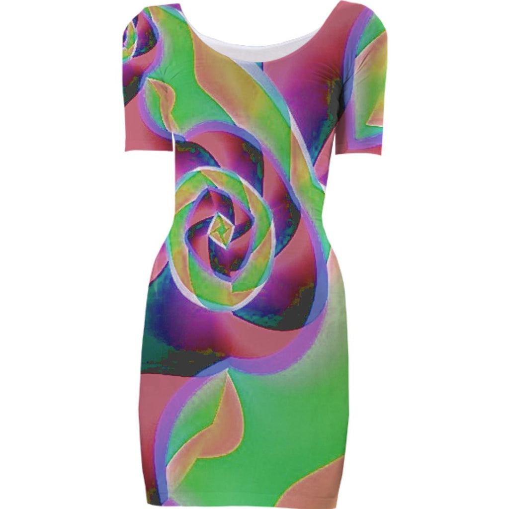 Watercolor Cabbage Rose Bodycon Dress