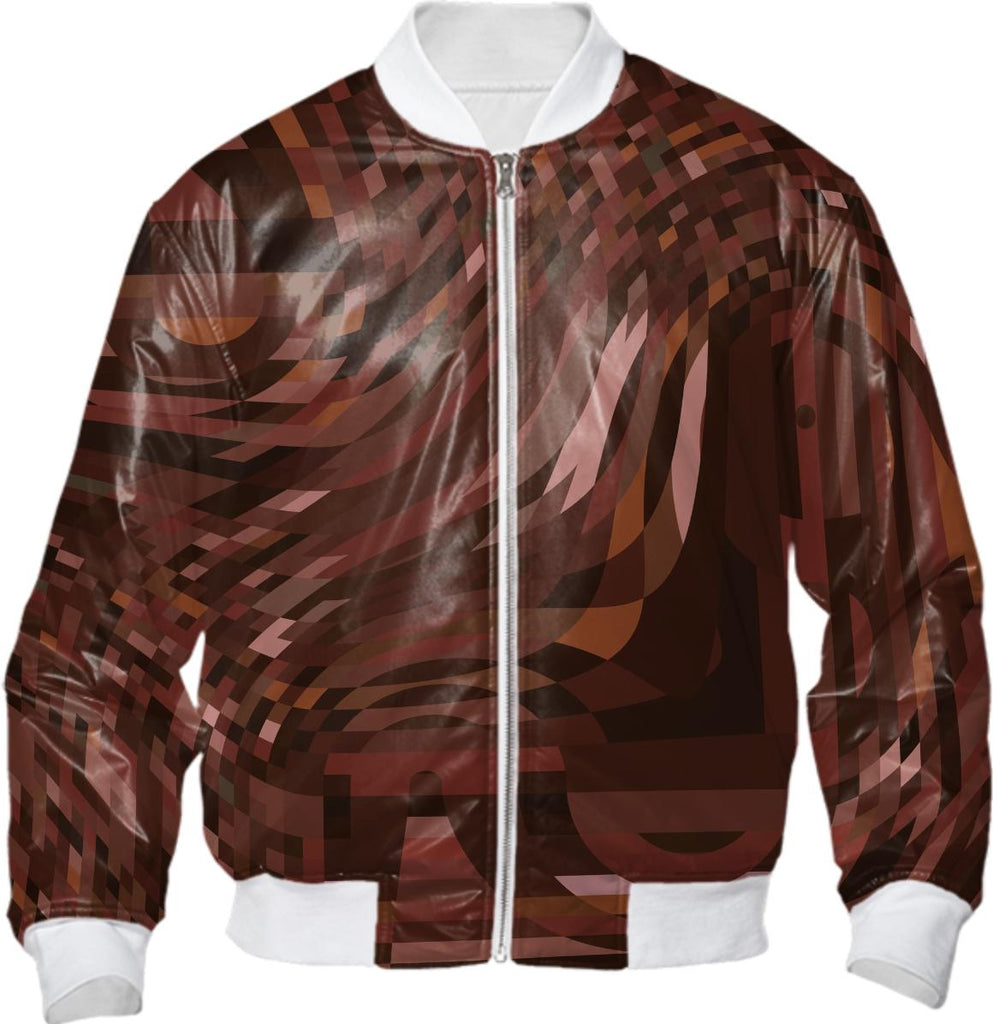 Abstract 369 Brown Geometric Bomber Jacket