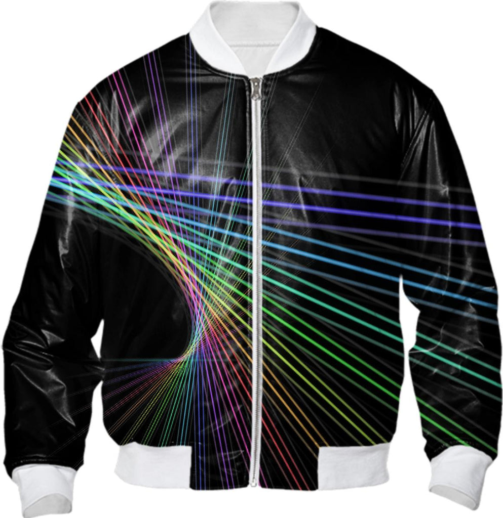 Black with Rainbow Color Lines Abstract