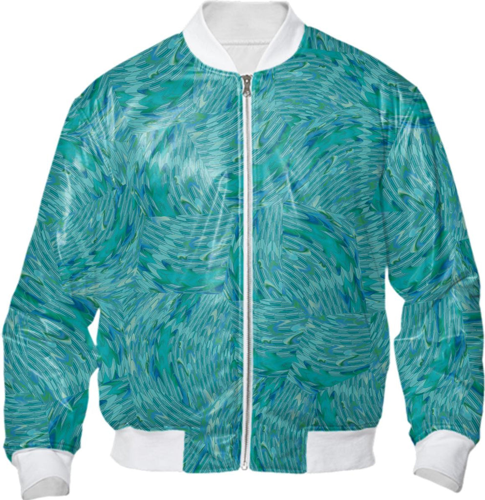 Blue Green Splashes Abstract Bomber Jacket