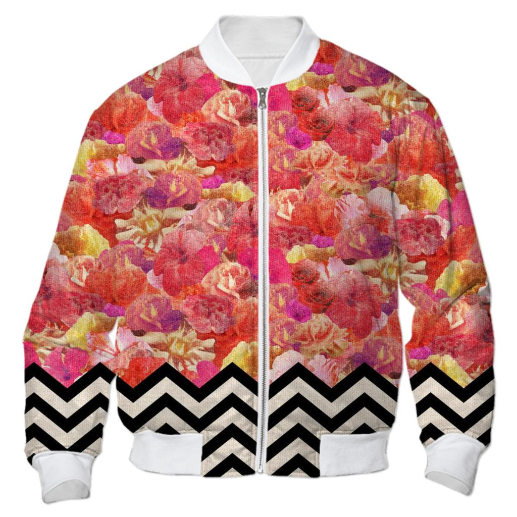 Chevron Flora Bomber Jacket