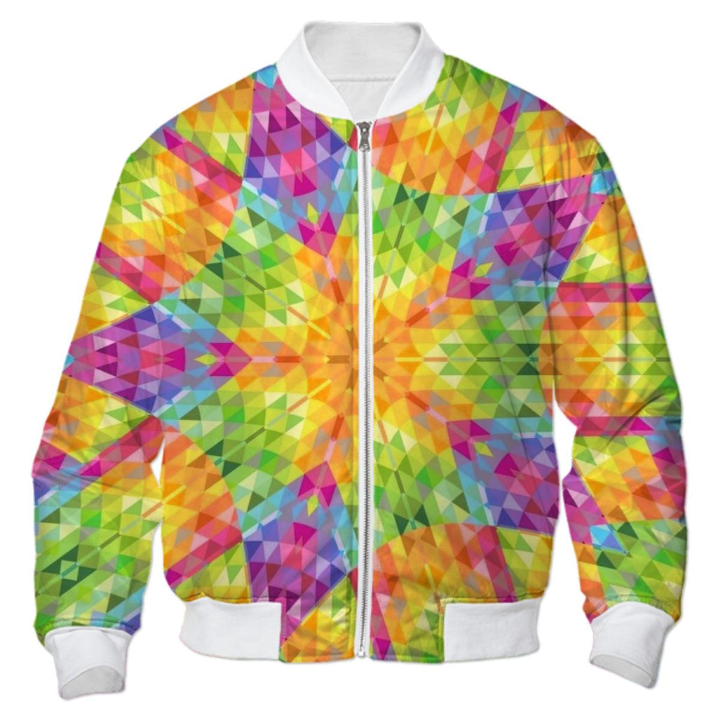 Colorful Geometric Crystal Bomber Jacket