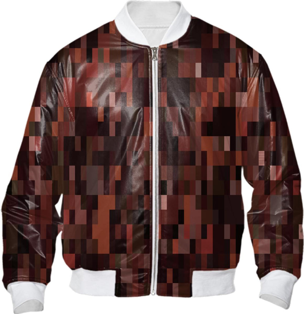 Dark Brown Tones Pixel Abstract Bomber Jacket