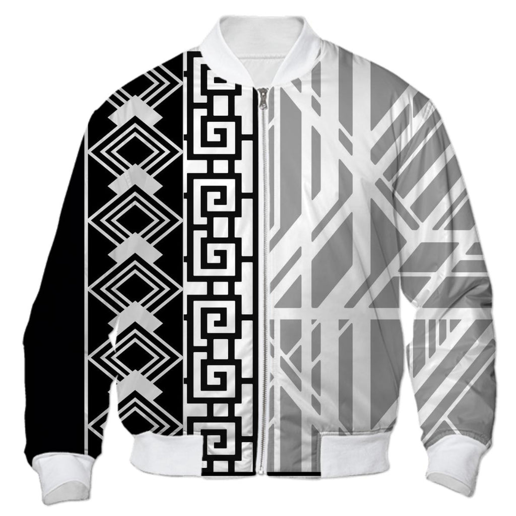 Empire Art Deco Black and White Bomber Jacket