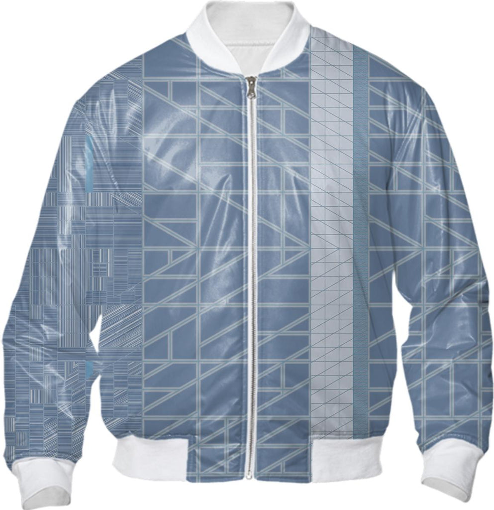 Limestone Grids and Blocks Geometric Bomber Jacket