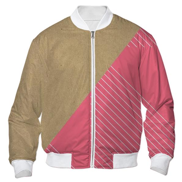 Pink Stripes Cardboard Bomber Jacket
