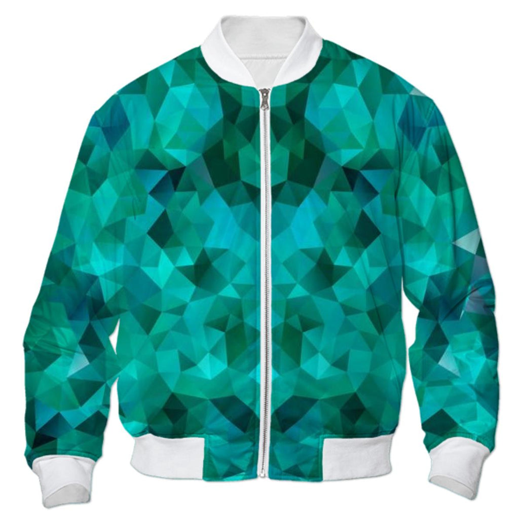 POLYGON TRIANGLES PATTERN GREEN EMERALD ABSTRACT POLYART GEOMETRIC BOMBER JACKET BOMBER JACKET PATTERN BOMBER JACKET GEOMETRIC