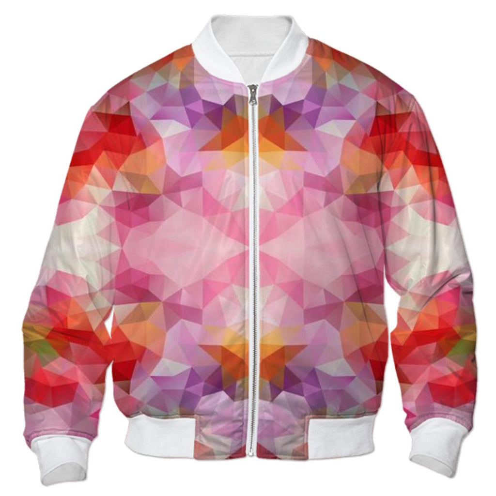 POLYGON TRIANGLES PATTERN PINK RED VIOLET ABSTRACT POLYART GEOMETRIC FLOWERS BOMBER JACKET BOMBER JACKET PATTERN BOMBER JACKET GEOMETRIC
