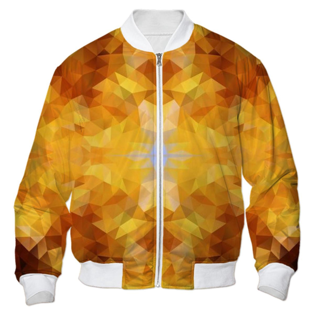 POLYGON TRIANGLES PATTERN YELLOW BROWN LEAF AUTUMN ABSTRACT POLYART GEOMETRIC BOMBER JACKET BOMBER JACKET PATTERN BOMBER JACKET GEOMETRIC