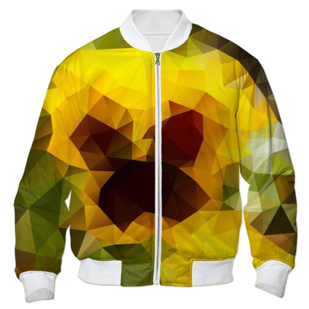 POLYGON TRIANGLES PATTERN YELLOW GREEN FLOWER ABSTRACT POLYART GEOMETRIC BOMBER JACKET BOMBER JACKET PATTERN BOMBER JACKET GEOMETRIC