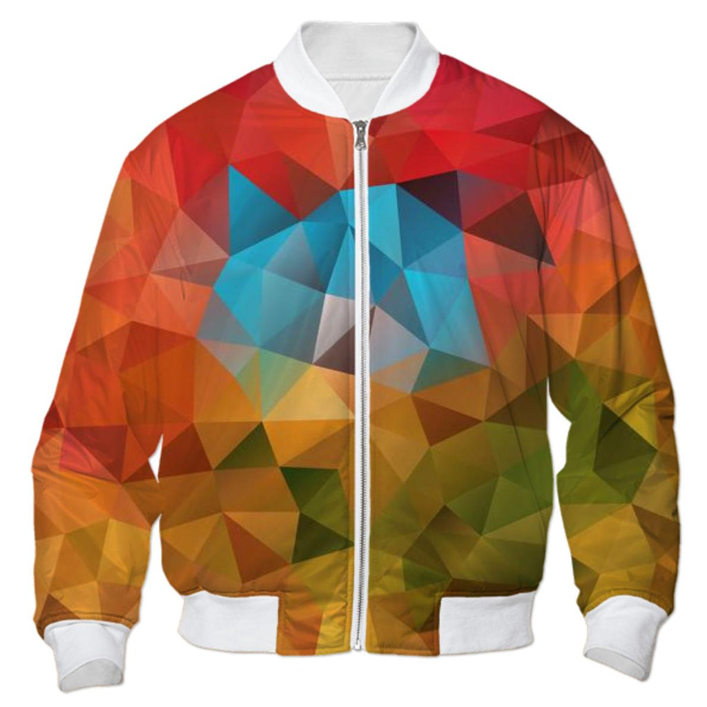 POLYGON TRIANGLES PATTERN YELLOW RED ORANGE ABSTRACT POLYART GEOMETRIC BOMBER JACKET BOMBER JACKET PATTERN BOMBER JACKET GEOMETRIC