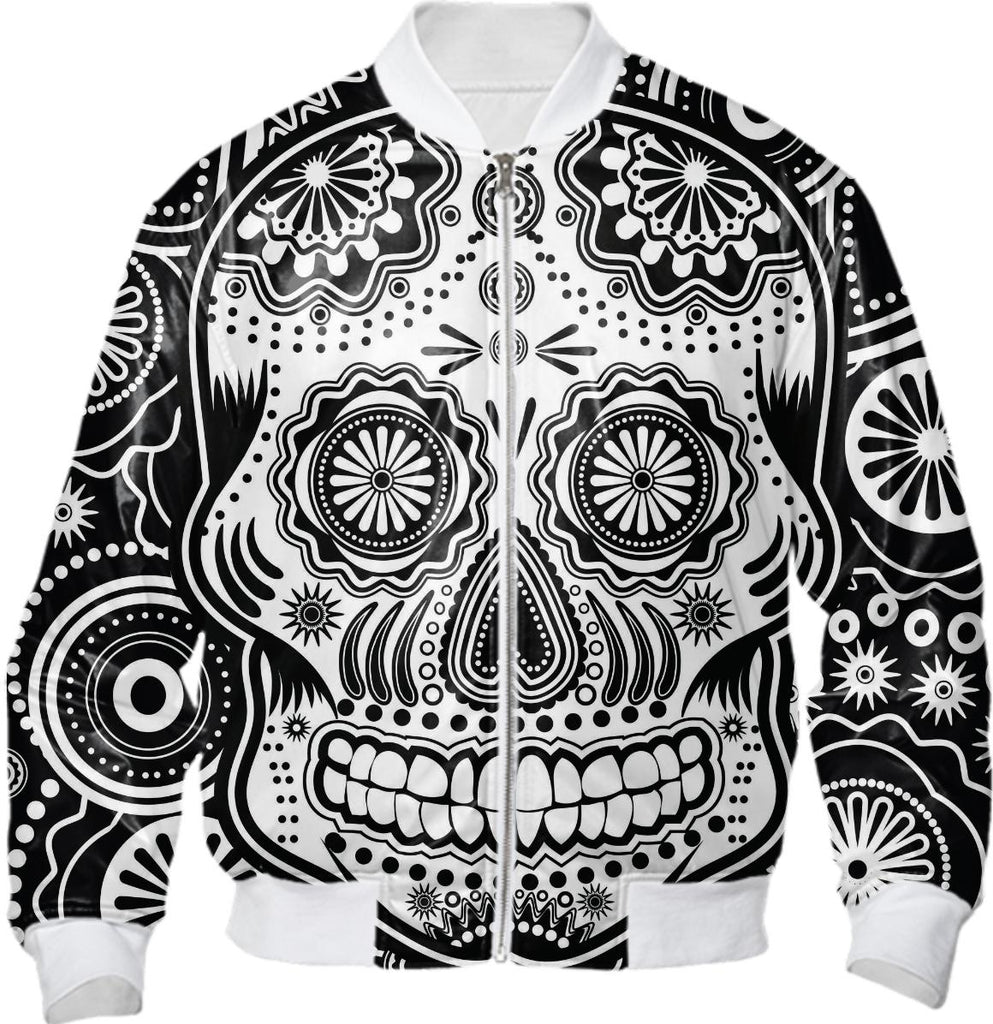sugar skull black and white