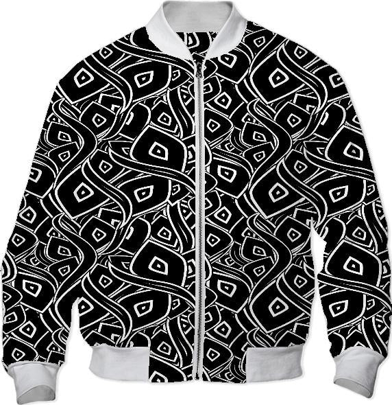 Abstract black and white leaves pattern