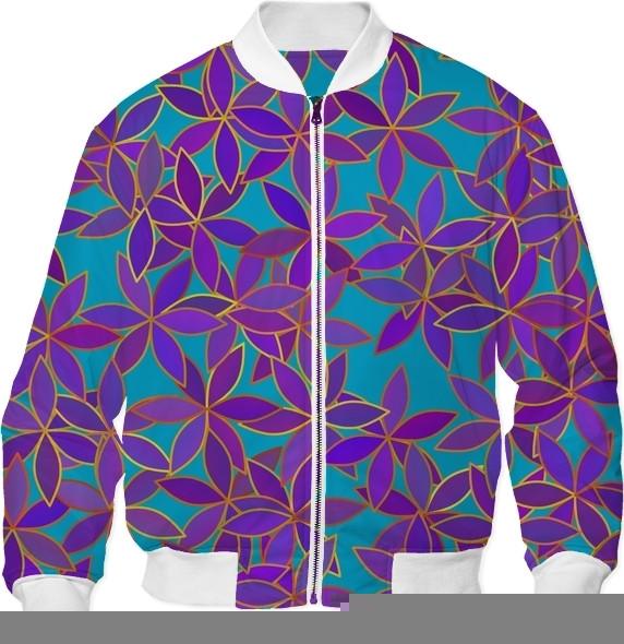 Abstract Flowers on Turquoise Background