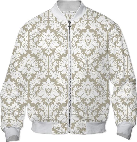 Beige and White Damask Pattern
