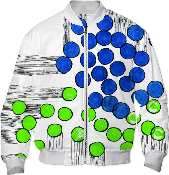bingo burst blue green bomber jacket