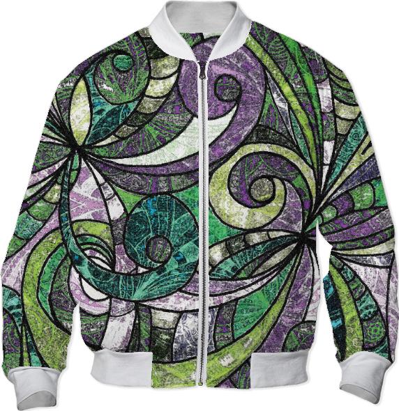 BOMBER JACKET Drawing Floral Zentangle G17B