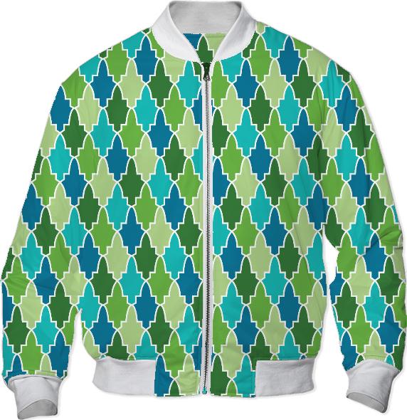 Bright Blue and Green Retro Trefoil Abstract