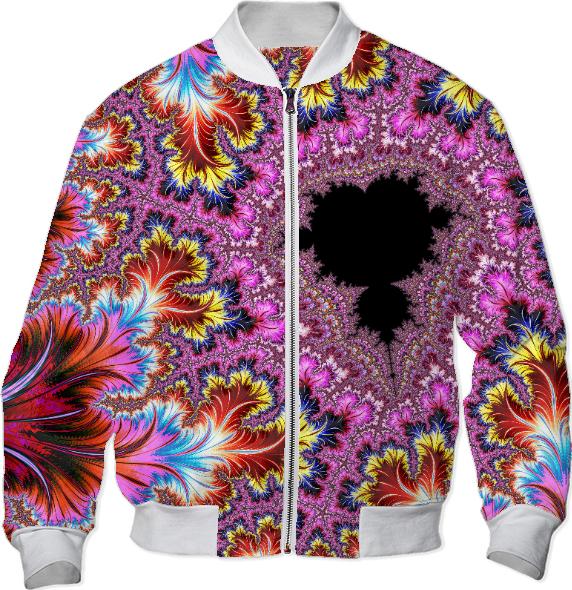 Elegant Funky Pink Fractal Art With Deco Feathers And Rainbow Swirls