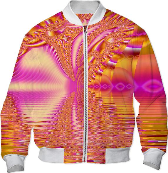 Golden Pink Fiesta Abstract Fractal Ocean Ripples