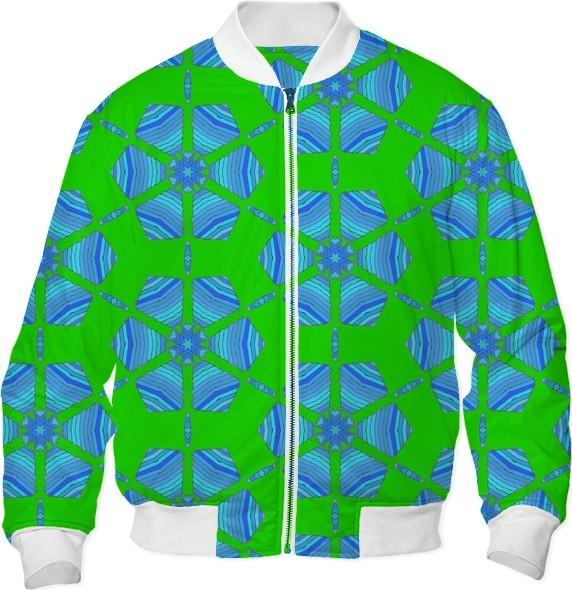 Lime Green and Blue Abstract Floral