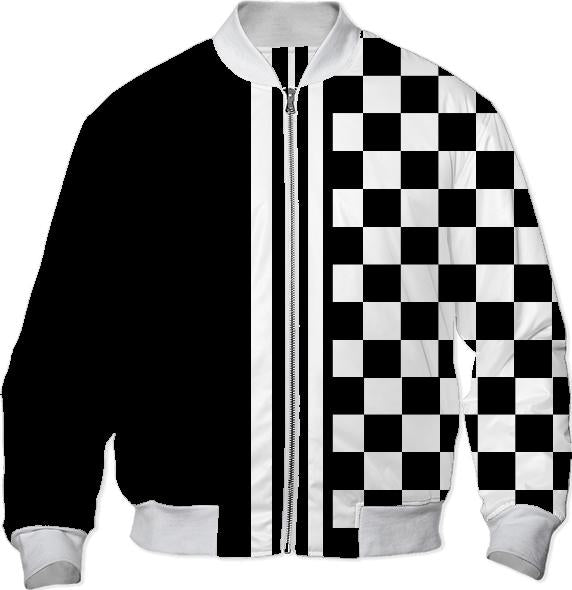 Modern black white stripes and check