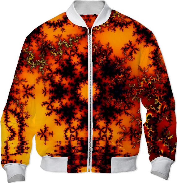 Mystical Golden Fire Lake Abstract Baroque Illusion