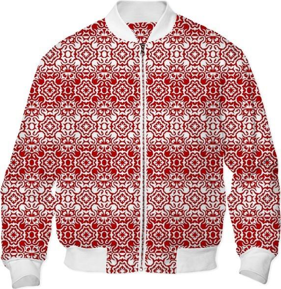 Red and White Damask