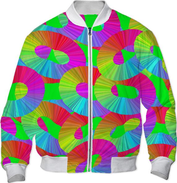 Retro Mod Abstract Neon Bomber Jacket