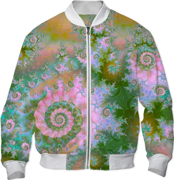 Rose Forest Green Abstract Fractal Swirl Dance