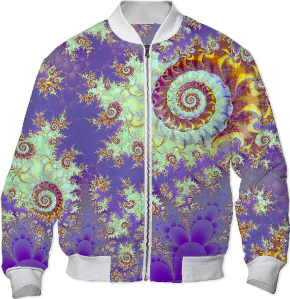 Sea Shell Spiral Abstract Violet Cyan Stars