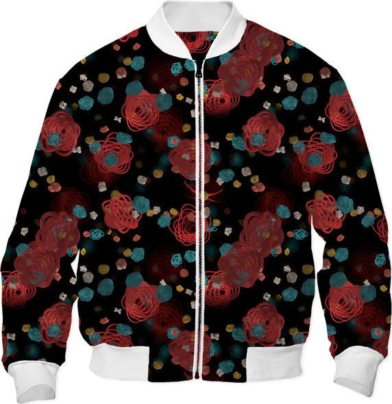 Sprouted Spirals Red and Blue Bomber Jacket