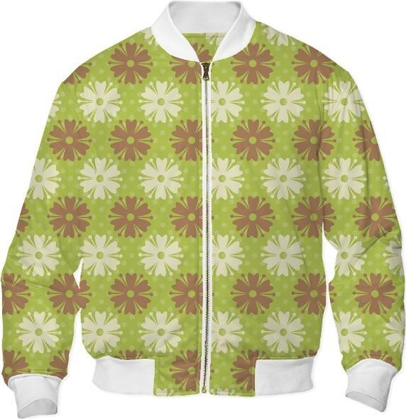 VIntage FLowers on Green Background