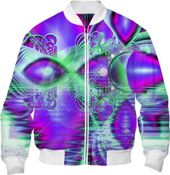 Violet Peacock Feathers Abstract Fractal Crystal Mint Green