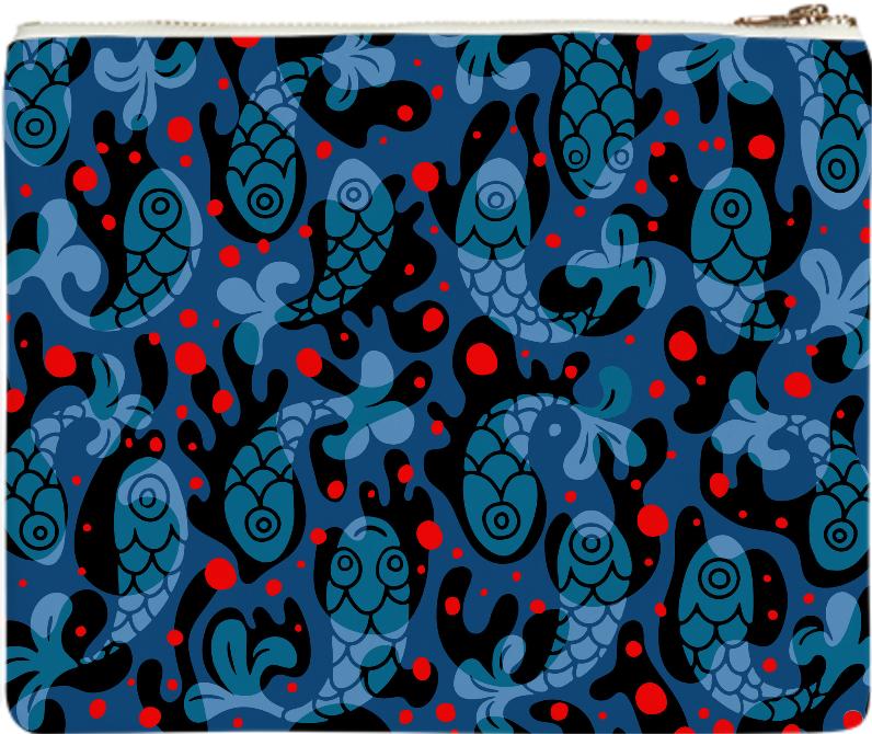 Bubble Fish Print Clutch by Mina Miyaki