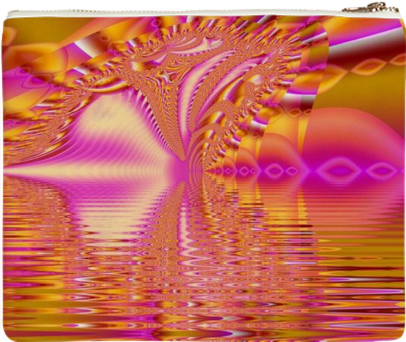 Golden Pink Fiesta Abstract Fractal Ocean Ripples