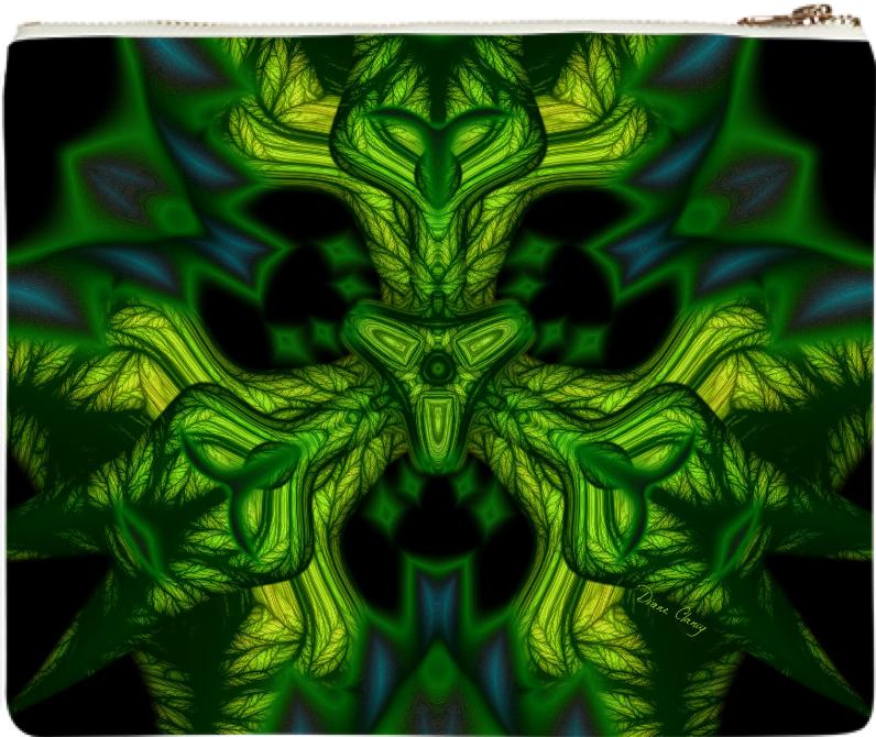 Green Man Goblin Abstract Emerald and Gold Mask