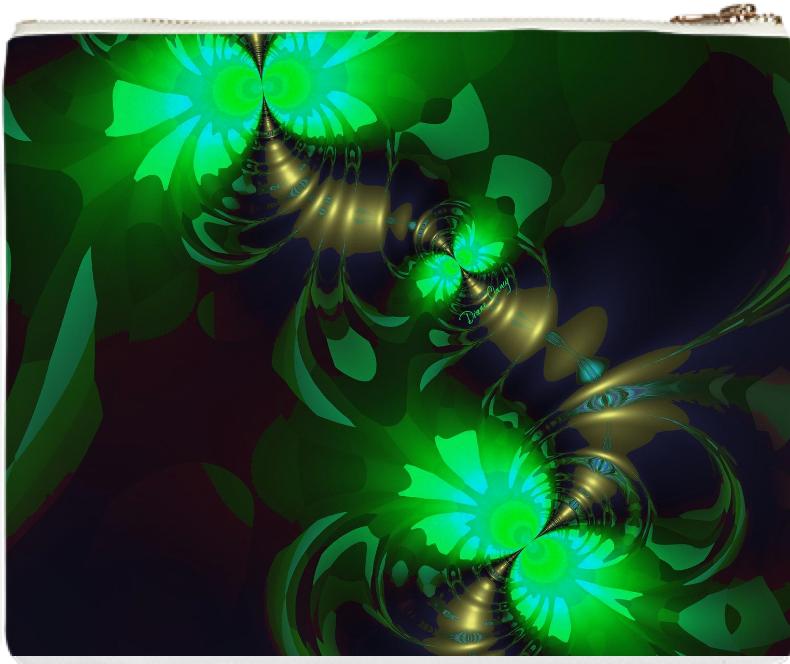 Irish Goblin Abstract Fractal Emerald and Gold Ribbons