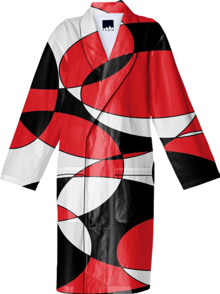 Black white and red elliptical cotton bathrobe