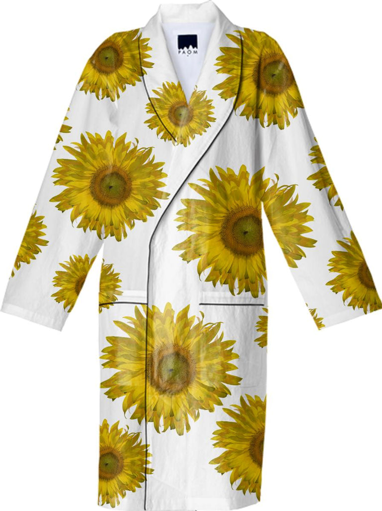 Yellow Scattered Sunflowers Cotton Robe