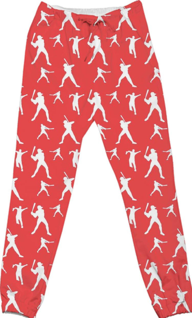 Baseball Fan Red and White Pants