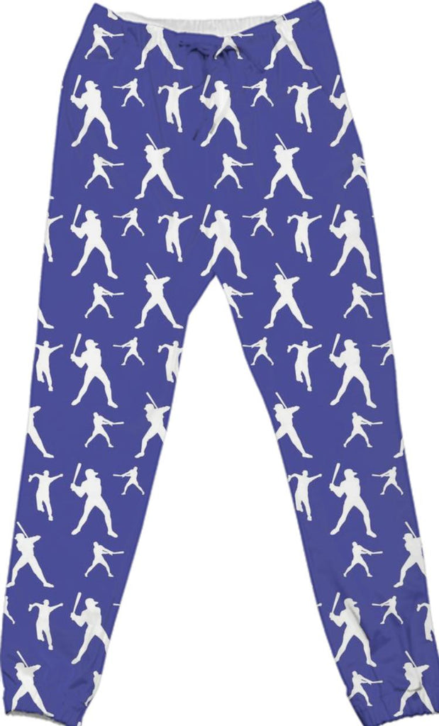 Blue and White Baseball Player Pants