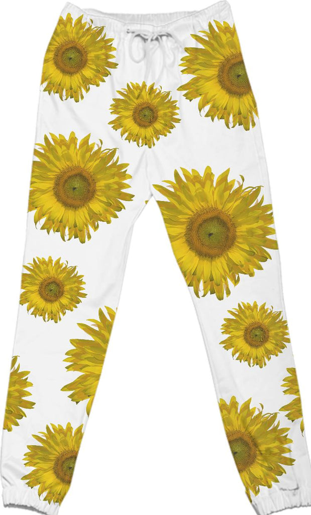 Yellow Scattered Sunflowers Cotton Pants