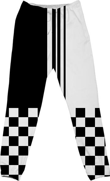 Mod black white stripes and check