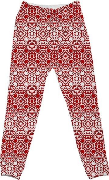 Red and White Damask