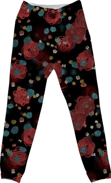 Sprouted Spirals Red and Blue Cotton Pants