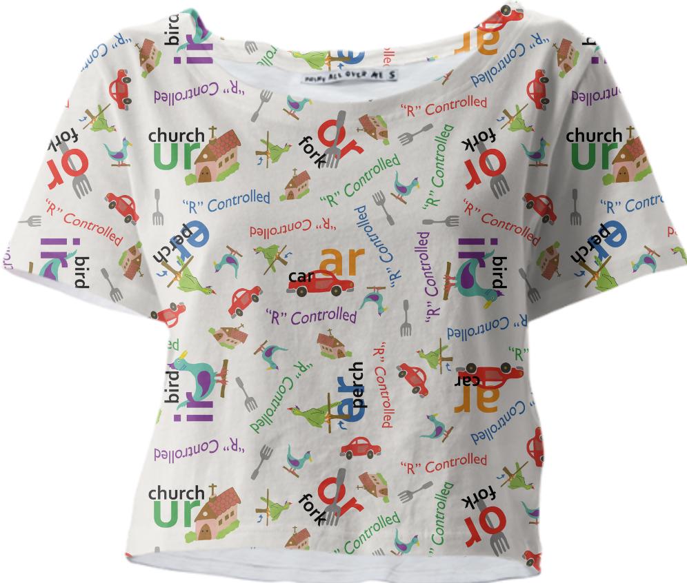 Alphabet R Controlled inspired cropped tee shirt