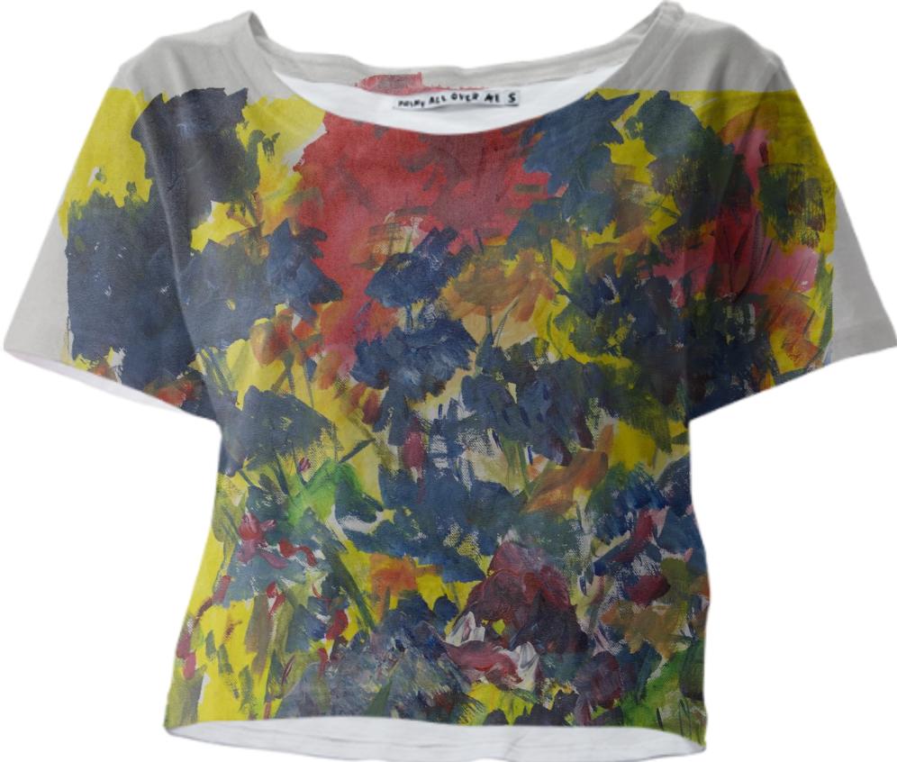 Bouquet with Blue Flowers Crop Tee