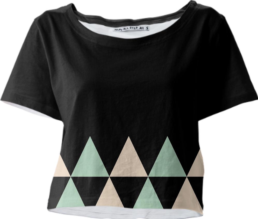 Geometric triangles modern origami pastel triangle print crop top tee shirt